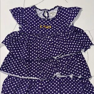 Girls Toddler LSU Purple Polka Dot Dress 4T